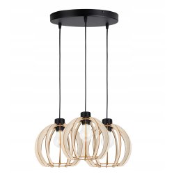 LAMPA WISZĄCA ZWIS żyrandol sufitowa KULA Drewno 3