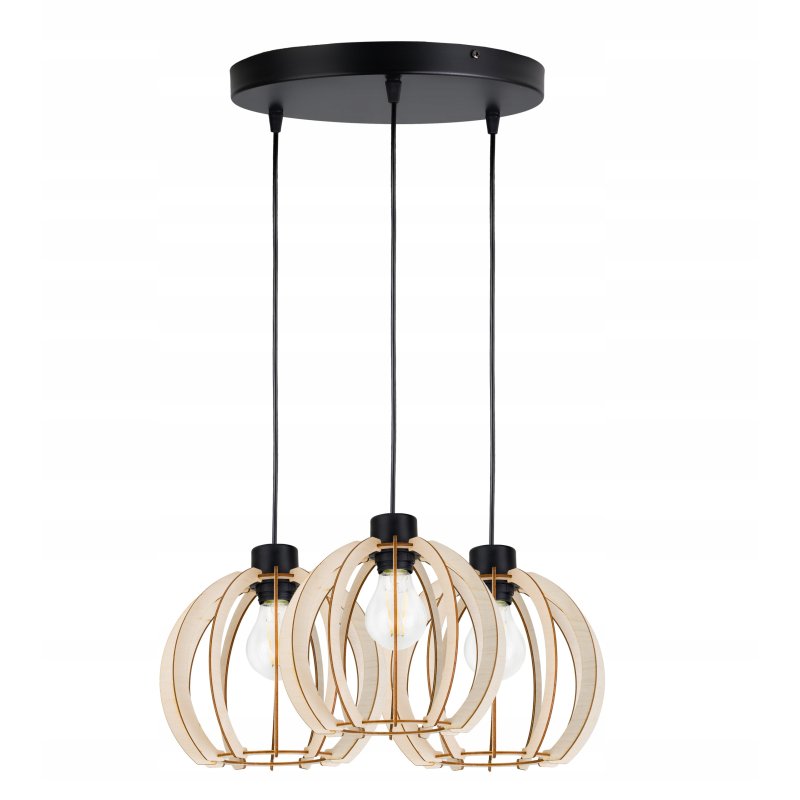 LAMPA WISZĄCA ZWIS żyrandol sufitowa KULA Drewno 3