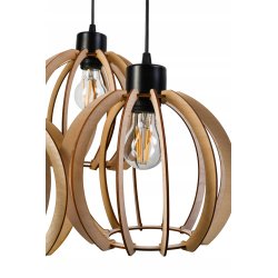 LAMPA WISZĄCA ZWIS żyrandol sufitowa KULA Drewno 3