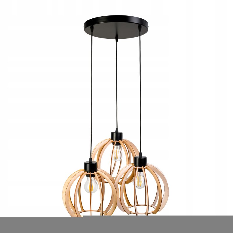LAMPA WISZĄCA ZWIS żyrandol sufitowa KULA Drewno 3