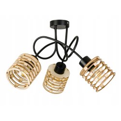 Lampa SUFITOWA żyrandol WISZĄCA LOFT drewno na E27