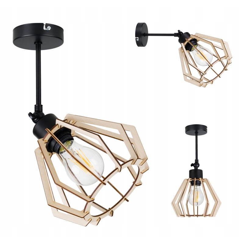 LAMPA wisząca żyrandol ruchomy loft Brylant Drewno