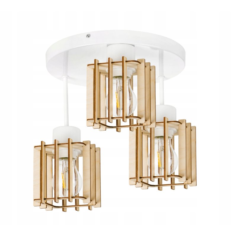 LAMPA plafon SUFITOWA ŻYRANDOL stały loft DREWNO 3