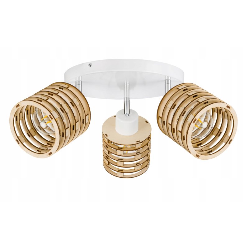 LAMPA PLAFON żyrandol ruch sufit SPRĘŻYNA Drewno 3