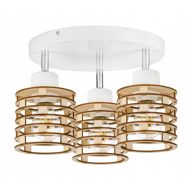 LAMPA PLAFON żyrandol ruch sufit SPRĘŻYNA Drewno 3