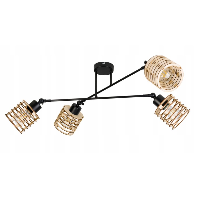 LAMPA sufitowa żyrandol regulowany LOFT drewno 4