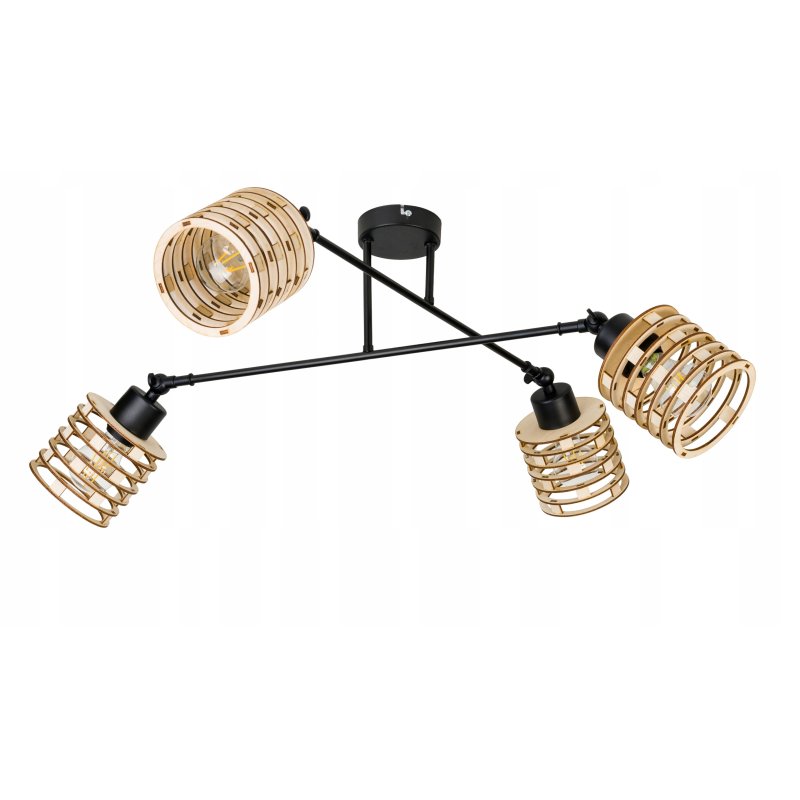 LAMPA sufitowa żyrandol regulowany LOFT drewno 4