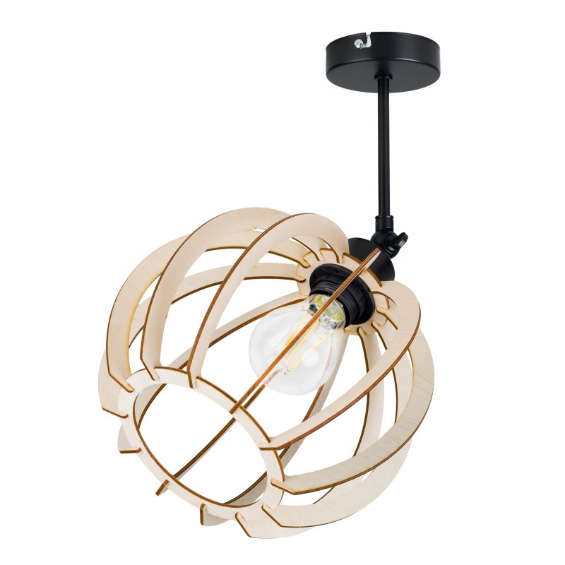 LAMPA wisząca żyrandol ruchomy loft KULA drewno 1