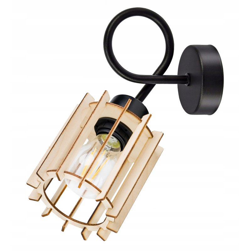LAMPA KINKIET E27 ścienny stały loft PLAFON Drewno