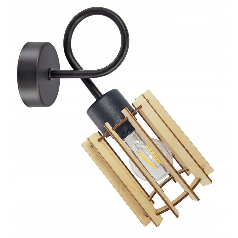LAMPA KINKIET E27 ścienny stały loft PLAFON Drewno