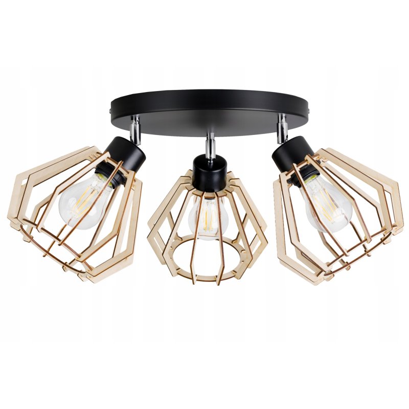 LAMPA PLAFON żyrandol E27 sufitowa BRYLANT Drewno