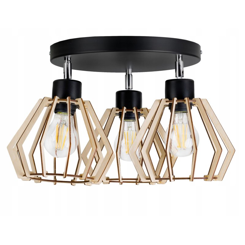 LAMPA PLAFON żyrandol E27 sufitowa BRYLANT Drewno