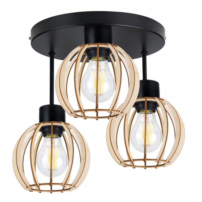 LAMPA WISZĄCA plafon żyrandol wysoki LOFT Drewno 3