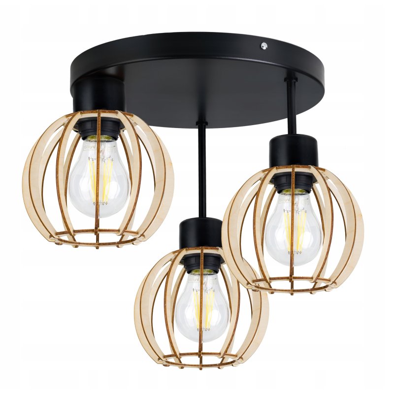 LAMPA WISZĄCA plafon żyrandol wysoki LOFT Drewno 3
