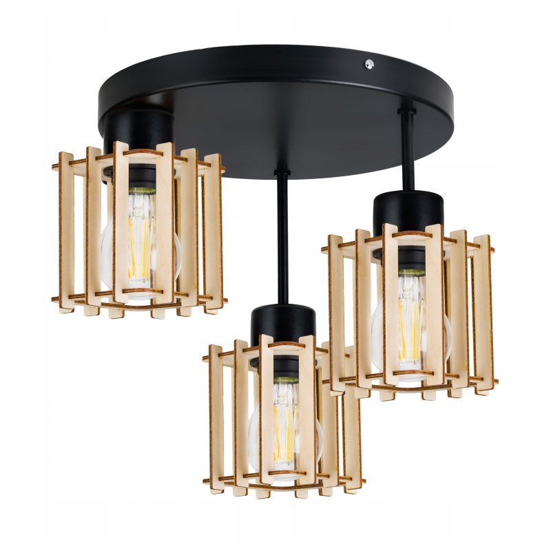 LAMPA PLAFON żyrandol Wysoka sufit KOSTKA Drewno
