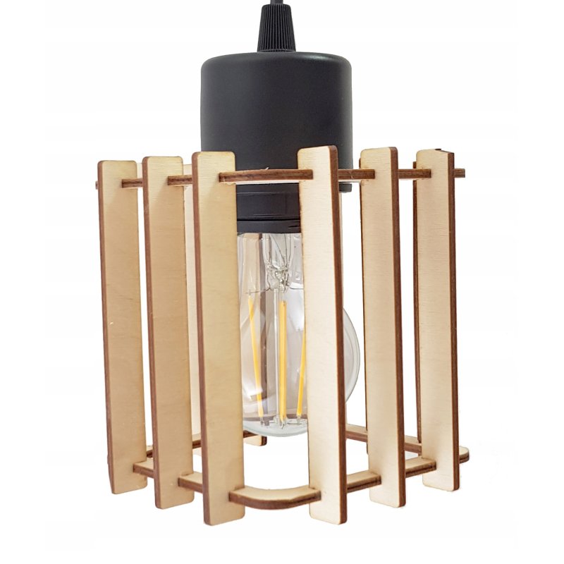 LAMPA PLAFON żyrandol Wysoka sufit KOSTKA Drewno