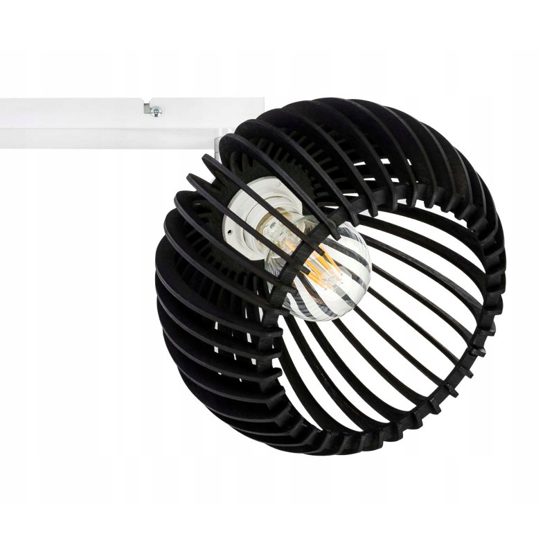 Lampa plafon żyrandol ruchomy sufitowa LOFT klosz kula 36 Drewno na 3x E27