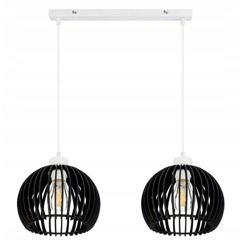 Lampa wisząca zwis żyrandol sufitowa LOFT klosz kula 36 Drewno na 2x E27
