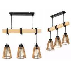 LAMPA drewniana belka wisząca sufitowa ŻYRANDOL ZWIS LOFT DREWNO na 3x E27