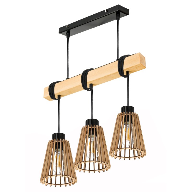 LAMPA drewniana belka wisząca sufitowa ŻYRANDOL ZWIS LOFT DREWNO na 3x E27