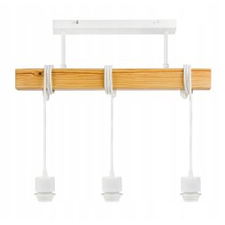 LAMPA drewniana belka wisząca sufitowa ŻYRANDOL ZWIS LOFT BIAŁY DRUT 3x E27