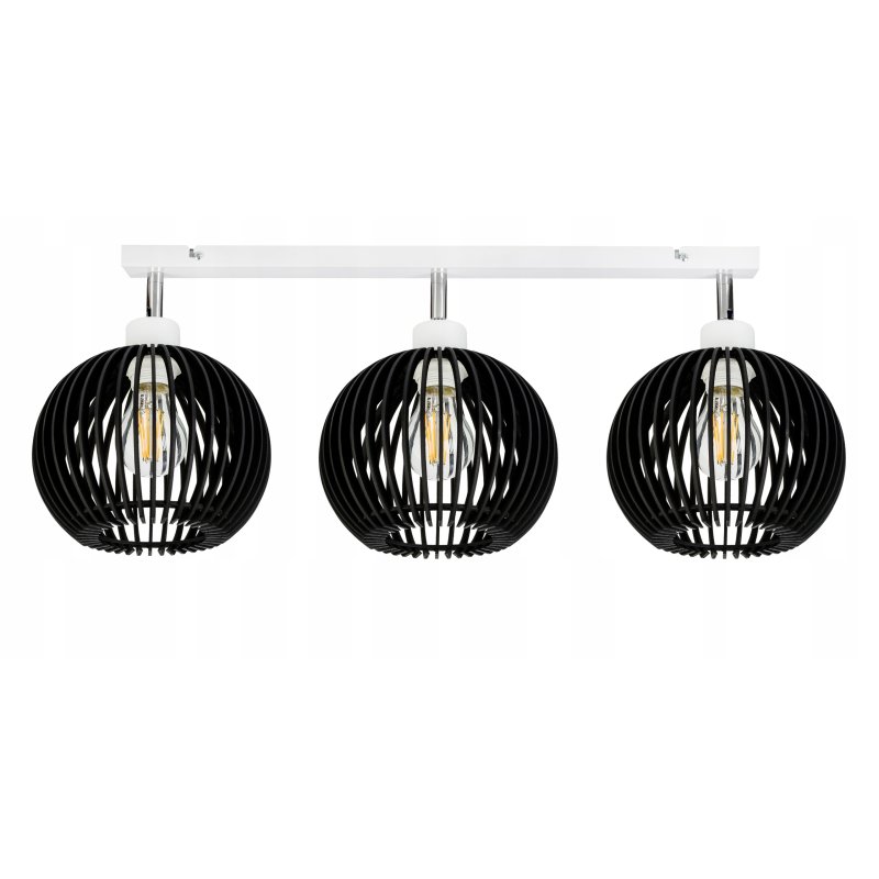 LAMPA SUFITOWA PLAFON RUCHOMY ŻYRANDOL LOFT klosz CZARNY DREWNO na 3x E27