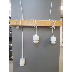 LAMPA drewniana belka wisząca sufitowa ŻYRANDOL ZWIS LOFT BIAŁY KULA 3xE27