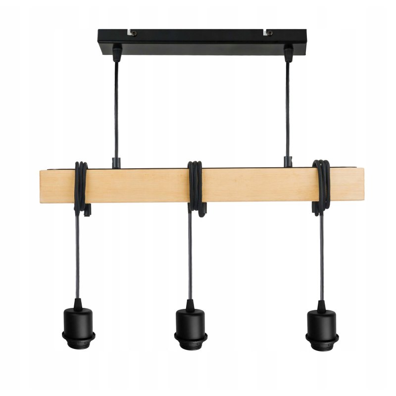 LAMPA drewniana belka wisząca sufitowa ŻYRANDOL ZWIS LOFT CZARNY DREWNO E27