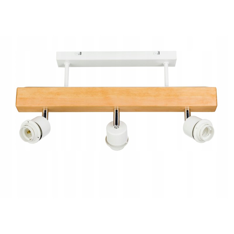 LAMPA drewniana belka sufitowa ŻYRANDOL PLAFON LOFT biały na 3x KLOSZ E27