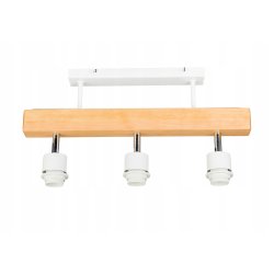 LAMPA drewniana belka sufitowa ŻYRANDOL PLAFON LOFT biały na 3x KLOSZ E27