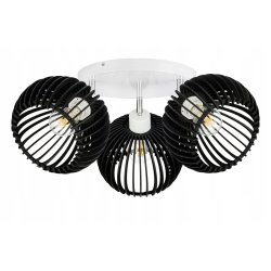 Lampa plafon żyrandol ruchomy sufitowa LOFT klosz kula 36 Drewno na 3x E27