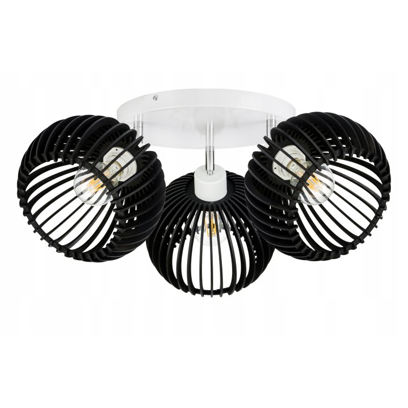 Lampa plafon żyrandol ruchomy sufitowa LOFT klosz kula 36 Drewno na 3x E27