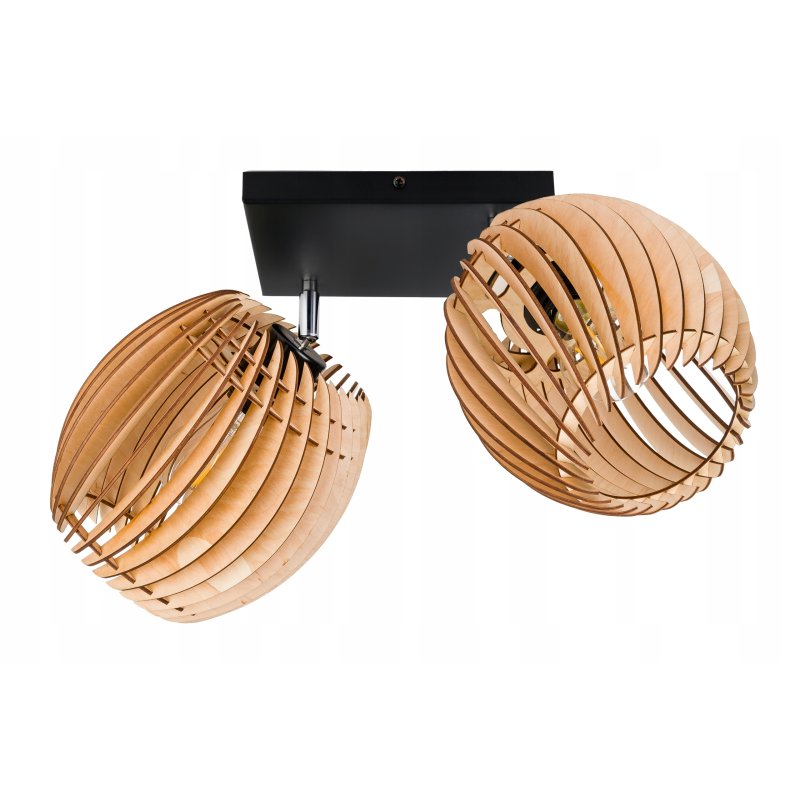 LAMPA WISZĄCA sufitowa żyrandol PLAFON ruchomy klosz BECZUŁKA drewno 2x E27