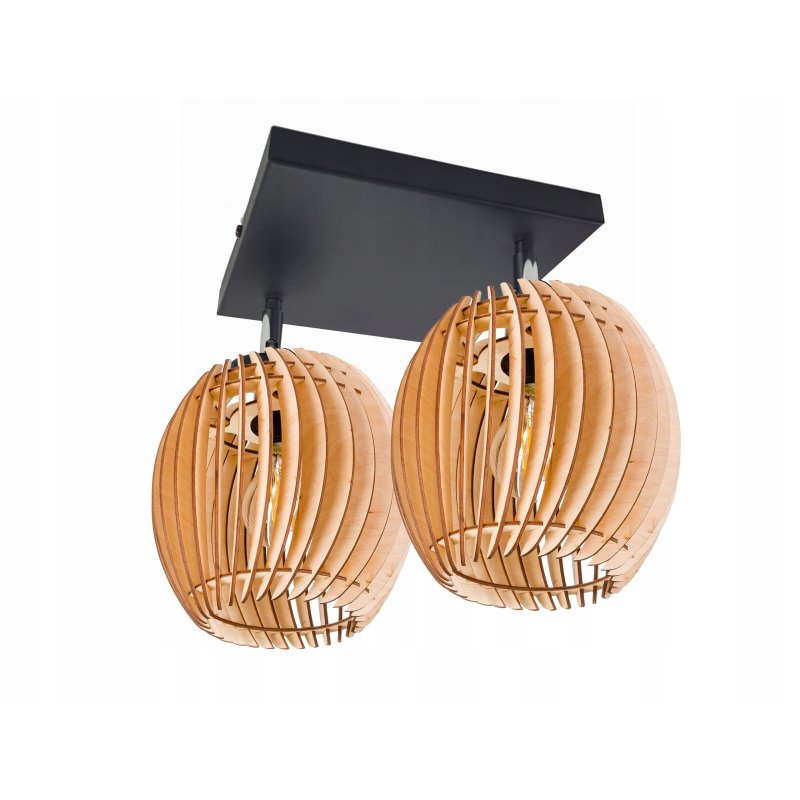 LAMPA WISZĄCA sufitowa żyrandol PLAFON ruchomy klosz BECZUŁKA drewno 2x E27