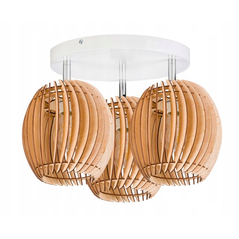 LAMPA WISZĄCA sufitowa żyrandol PLAFON ruchomy klosz BECZUŁKA drewno 3x E27