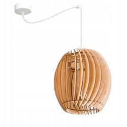 LAMPA WISZĄCA sufitowa żyrandol ZWIS PAJĄK klosz BECZUŁKA drewno na 1x E27