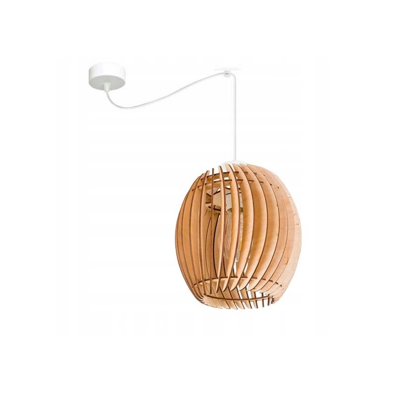 LAMPA WISZĄCA sufitowa żyrandol ZWIS PAJĄK klosz BECZUŁKA drewno na 1x E27
