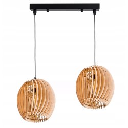 LAMPA WISZĄCA sufitowa żyrandol ZWIS belka klosz BECZUŁKA drewno na 2x E27