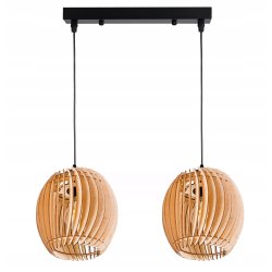 LAMPA WISZĄCA sufitowa żyrandol ZWIS belka klosz BECZUŁKA drewno na 2x E27