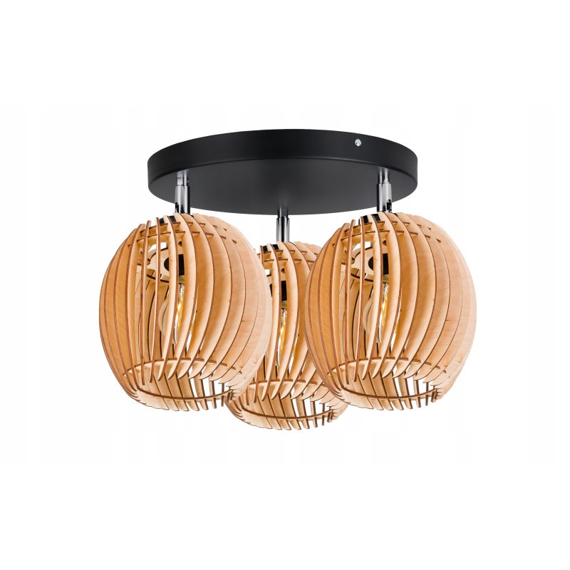 LAMPA WISZĄCA sufitowa żyrandol PLAFON ruchomy klosz BECZUŁKA drewno 3x E27