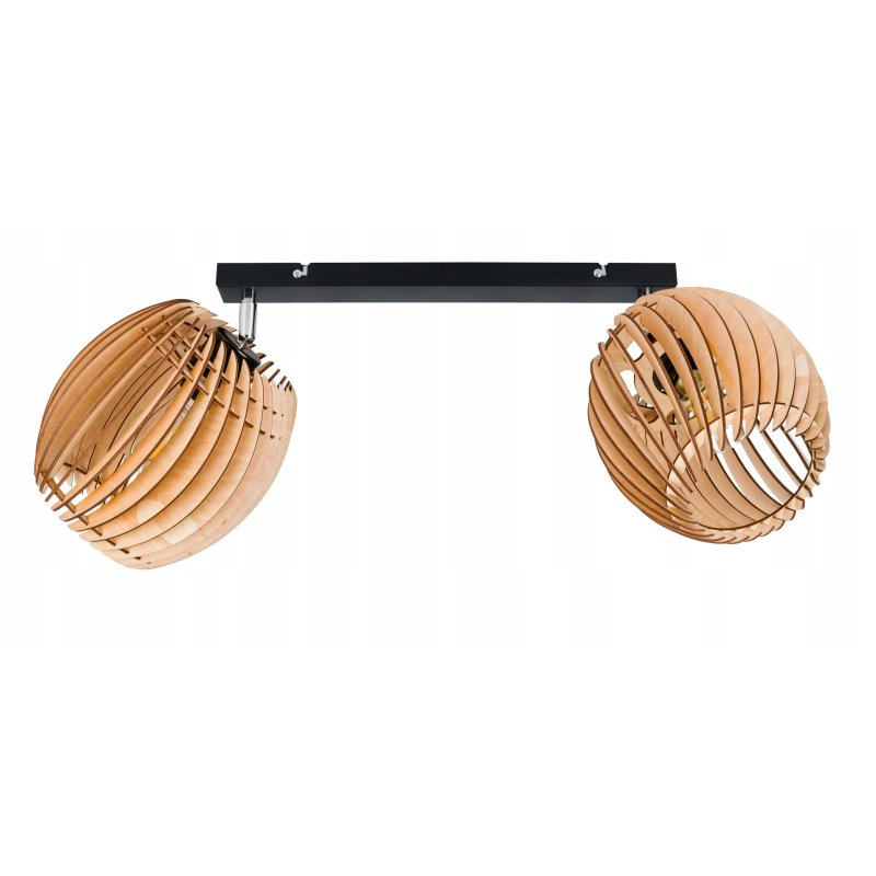 LAMPA WISZĄCA sufitowa żyrandol PLAFON ruchomy klosz BECZUŁKA drewno 2x E27