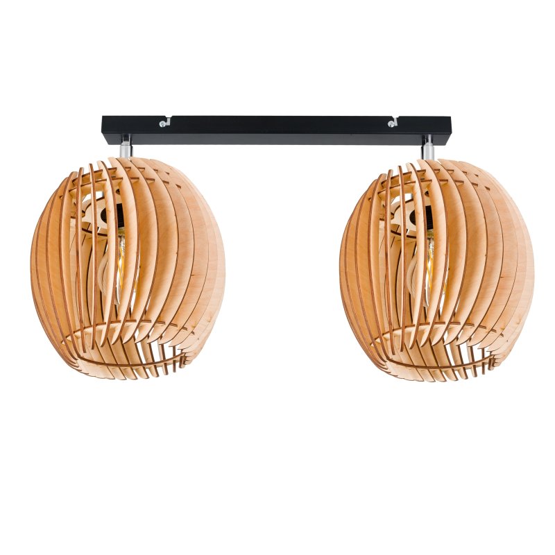 LAMPA WISZĄCA sufitowa żyrandol PLAFON ruchomy klosz BECZUŁKA drewno 2x E27