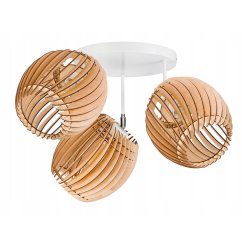 LAMPA WISZĄCA sufitowa żyrandol PLAFON ruchomy klosz BECZUŁKA drewno 3x E27