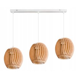 LAMPA WISZĄCA sufitowa żyrandol ZWIS belka klosz BECZUŁKA drewno na 3x E27