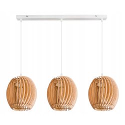 LAMPA WISZĄCA sufitowa żyrandol ZWIS belka klosz BECZUŁKA drewno na 3x E27