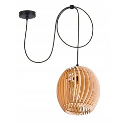 LAMPA WISZĄCA sufitowa żyrandol ZWIS PAJĄK klosz BECZUŁKA drewno na 1x E27