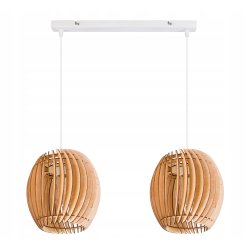 LAMPA WISZĄCA sufitowa żyrandol ZWIS belka klosz BECZUŁKA drewno na 2x E27