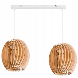LAMPA WISZĄCA sufitowa żyrandol ZWIS belka klosz BECZUŁKA drewno na 2x E27