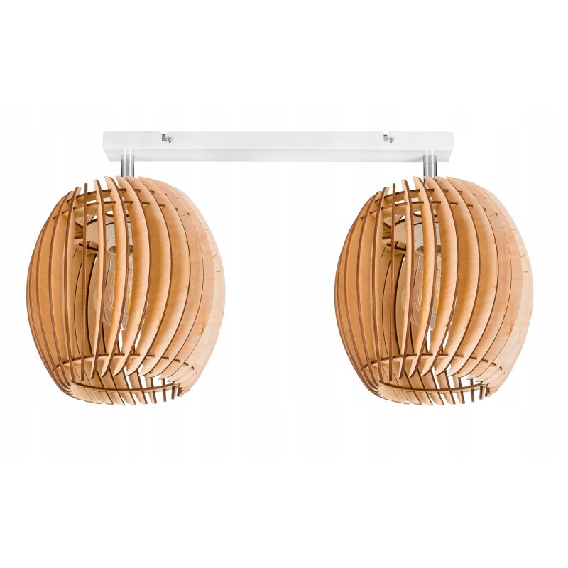 LAMPA WISZĄCA sufitowa żyrandol PLAFON ruchomy klosz BECZUŁKA drewno 2x E27