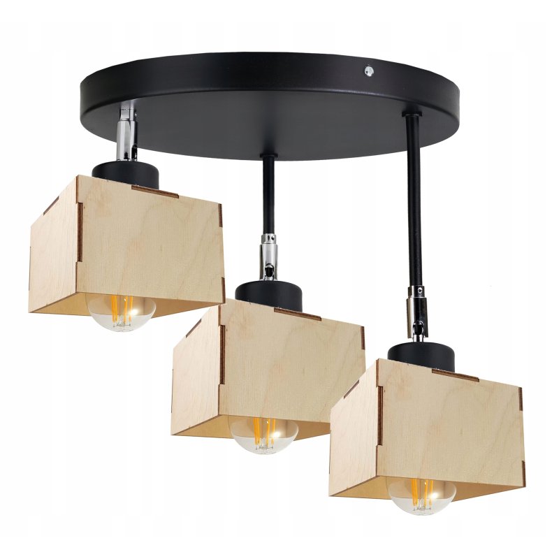 LAMPA żyrandol plafon wysoki ruchomy loft DREWNO 3